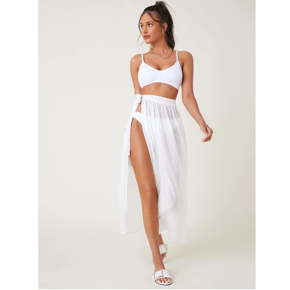 White Sarong Skirt Tie Side - Picture 2 of 15